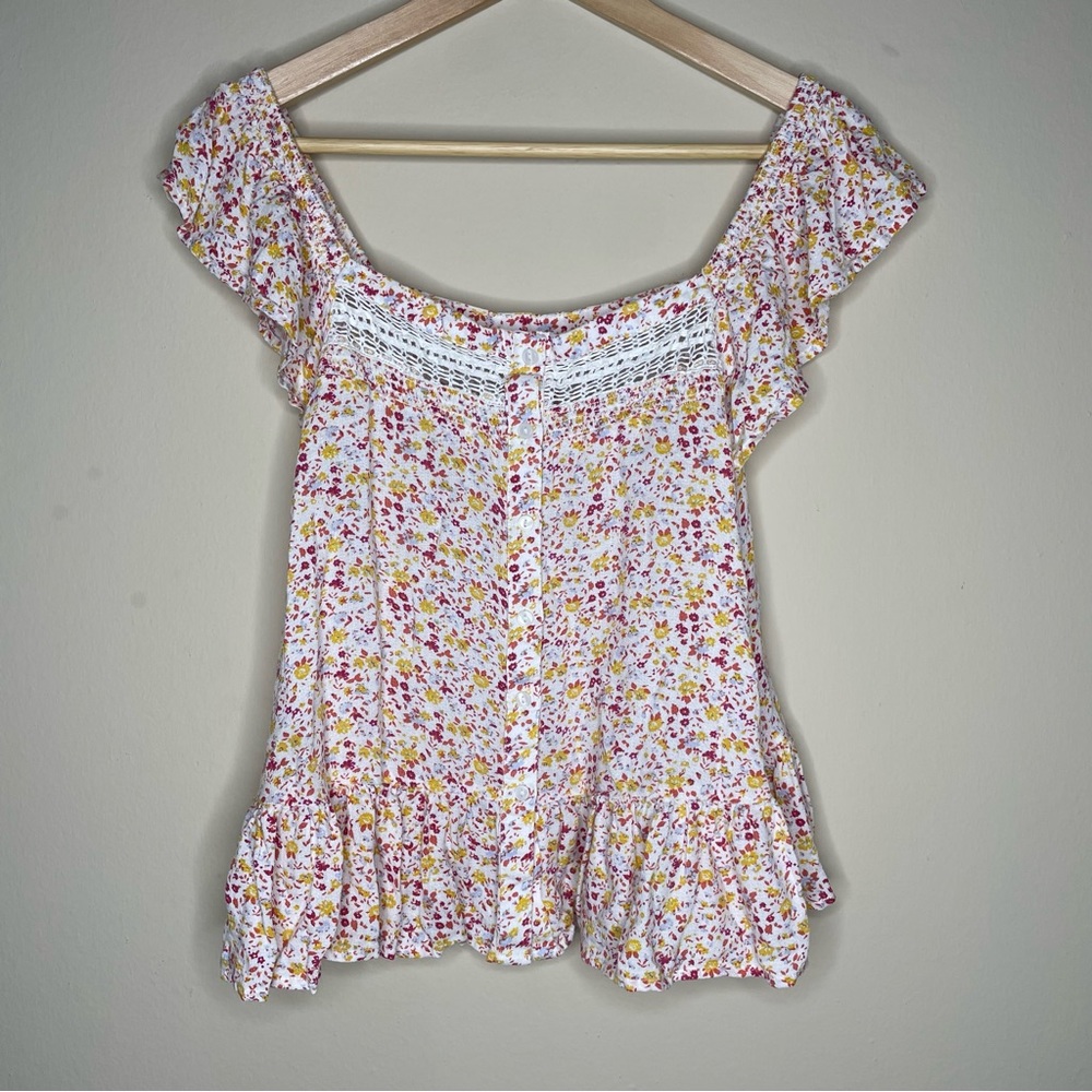 Lucky Brand | Phoebe Crochet Trim Top